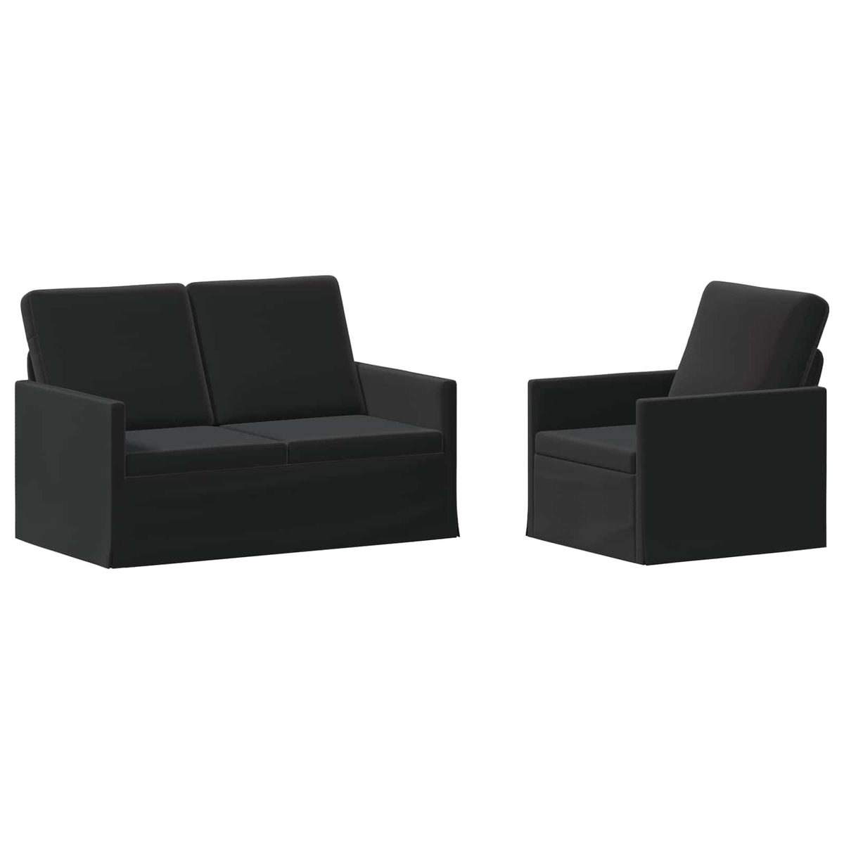 vidaXL Zestaw Sof 2 pcs Czarny Welur