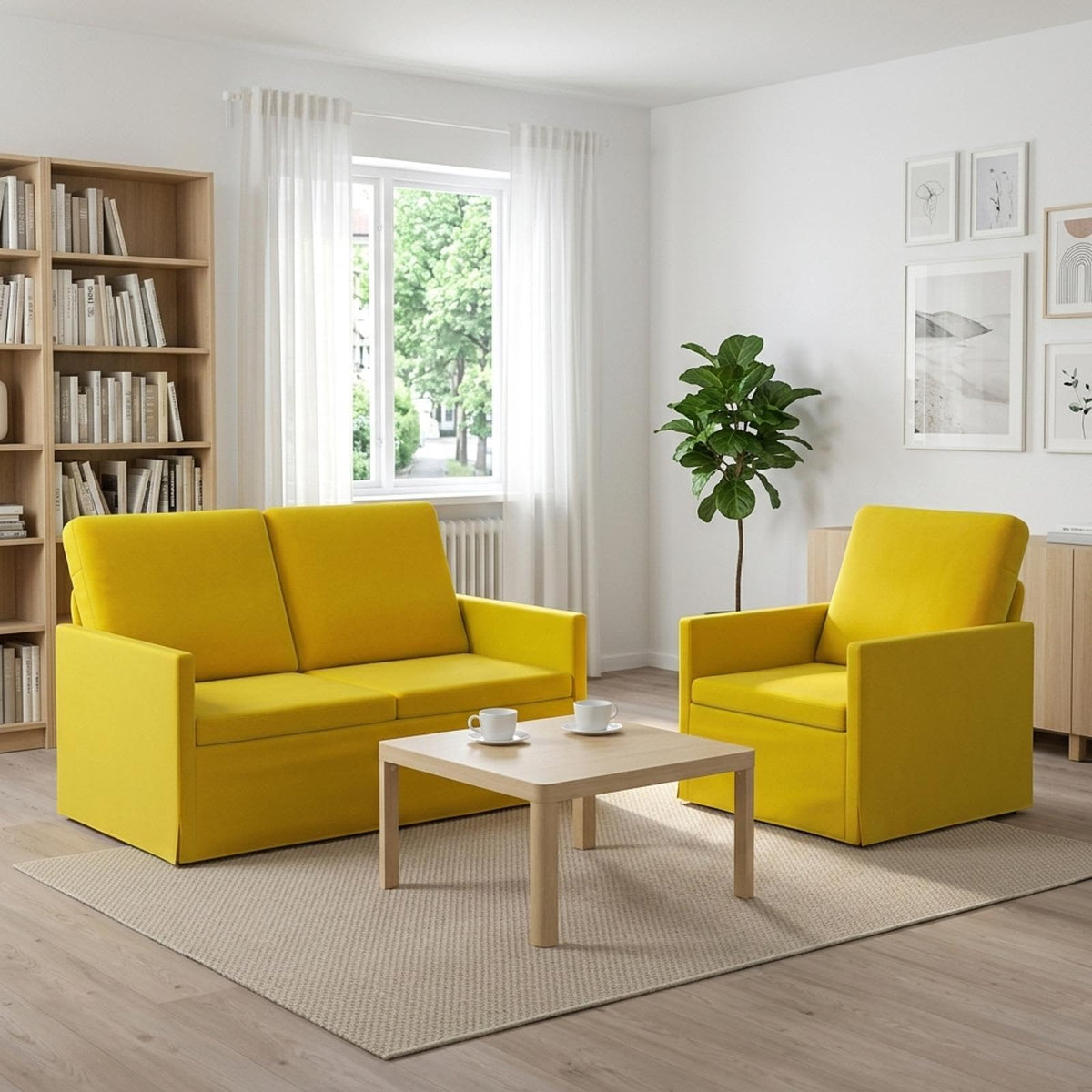vidaXL Zestaw Sof 2 pcs żółty Welur