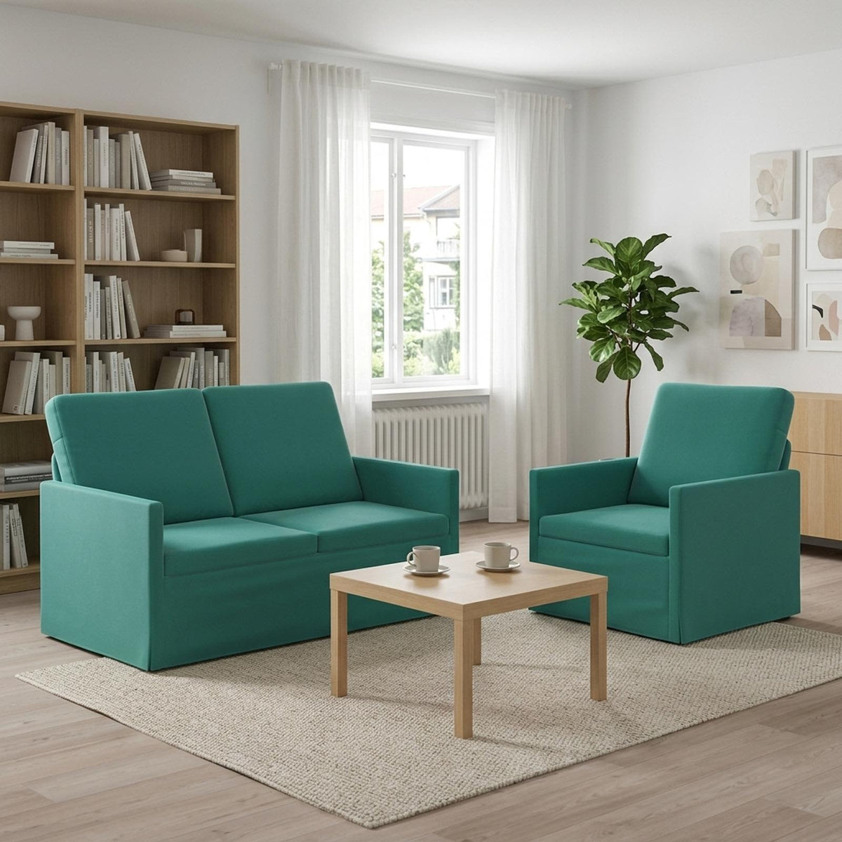 vidaXL Zestaw Sof 2 pcs Turkusowy Welur