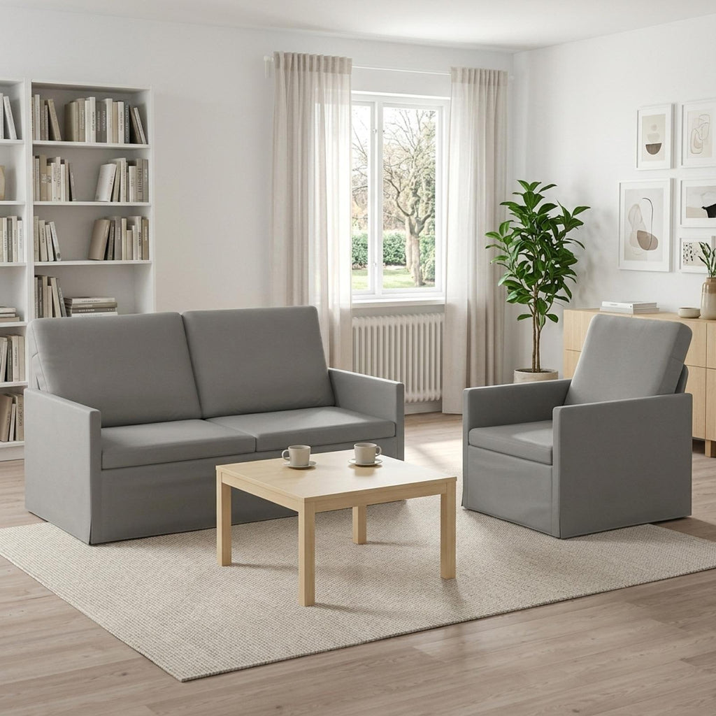 vidaXL Zestaw Sof 2 pcs jasnoszary Welur