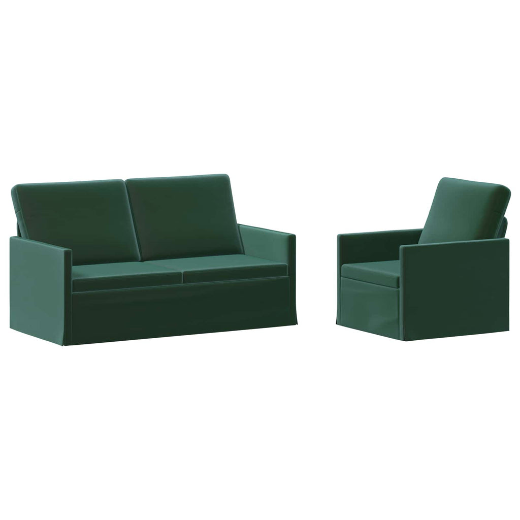 vidaXL Zestaw Sof 2 pcs Ciemnozielony Welur