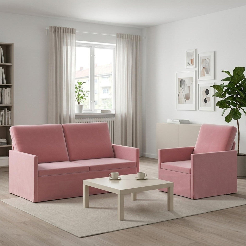 vidaXL Zestaw Sof 2 pcs różowy Welur