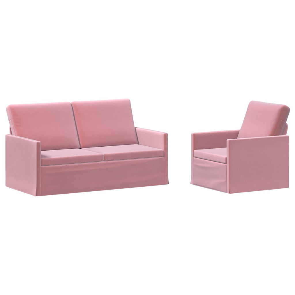vidaXL Zestaw Sof 2 pcs różowy Welur