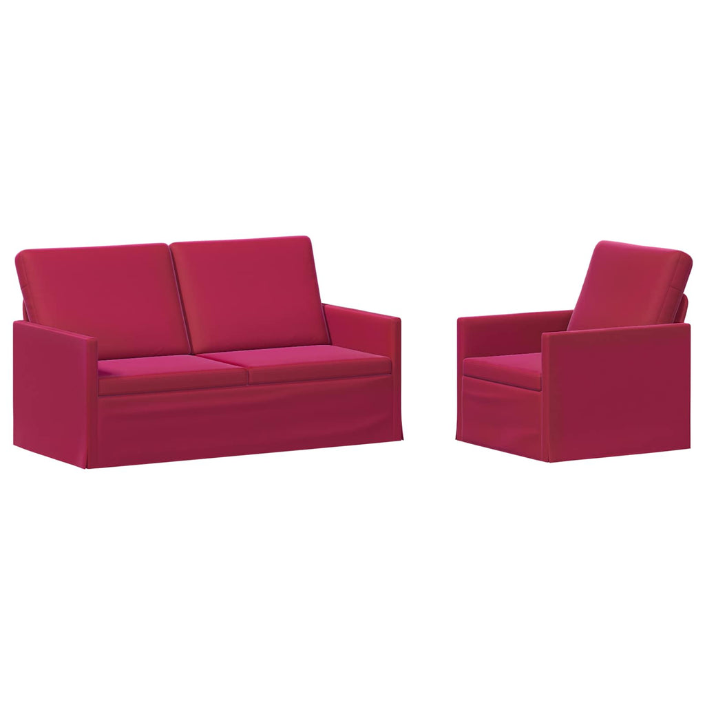 vidaXL Zestaw Sof 2 pcs Czerwone wino Welur