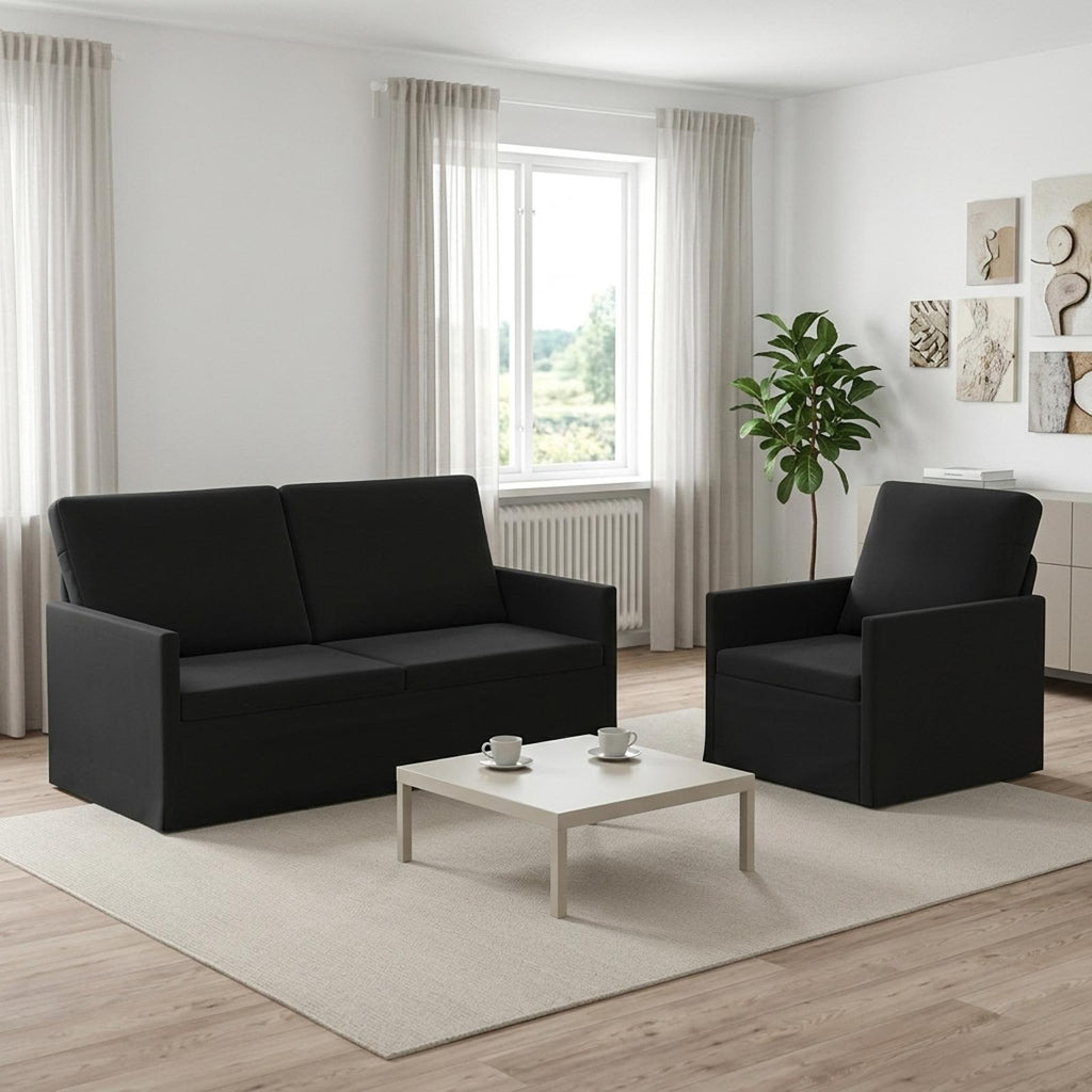 vidaXL Zestaw Sof 2 pcs Czarny Welur