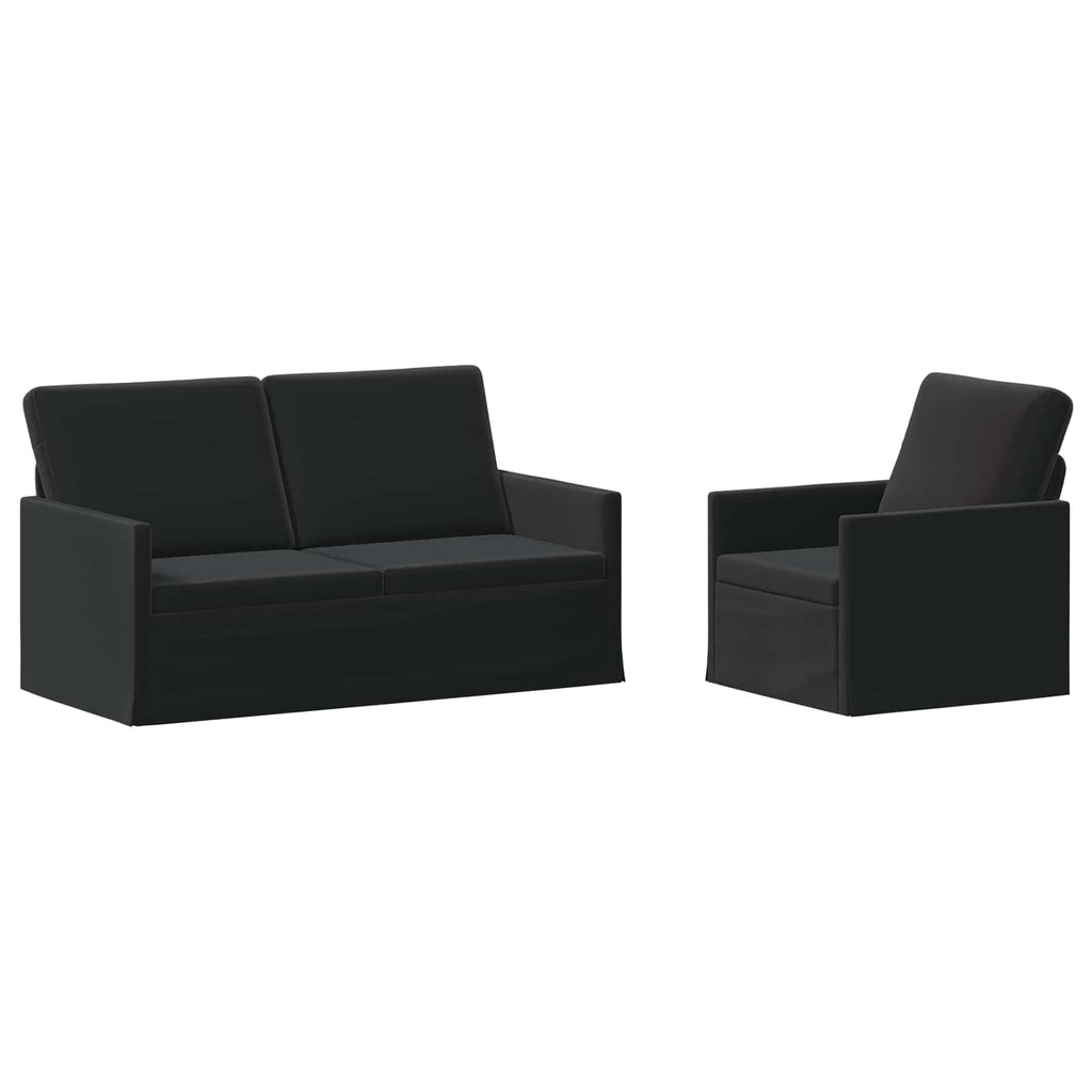vidaXL Zestaw Sof 2 pcs Czarny Welur