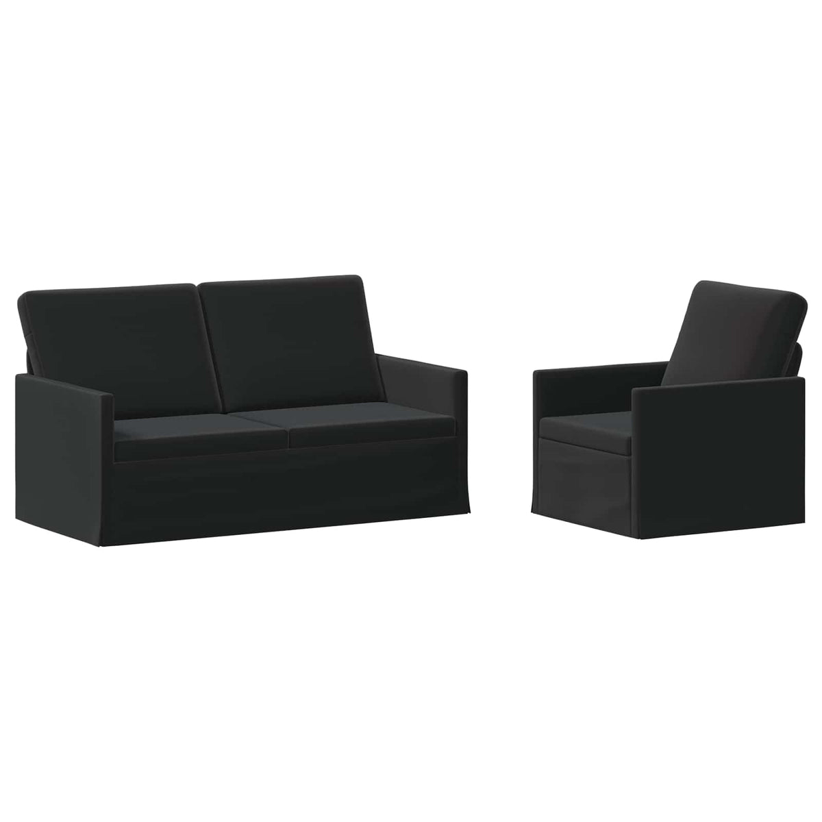 vidaXL Zestaw Sof 2 pcs Czarny Welur