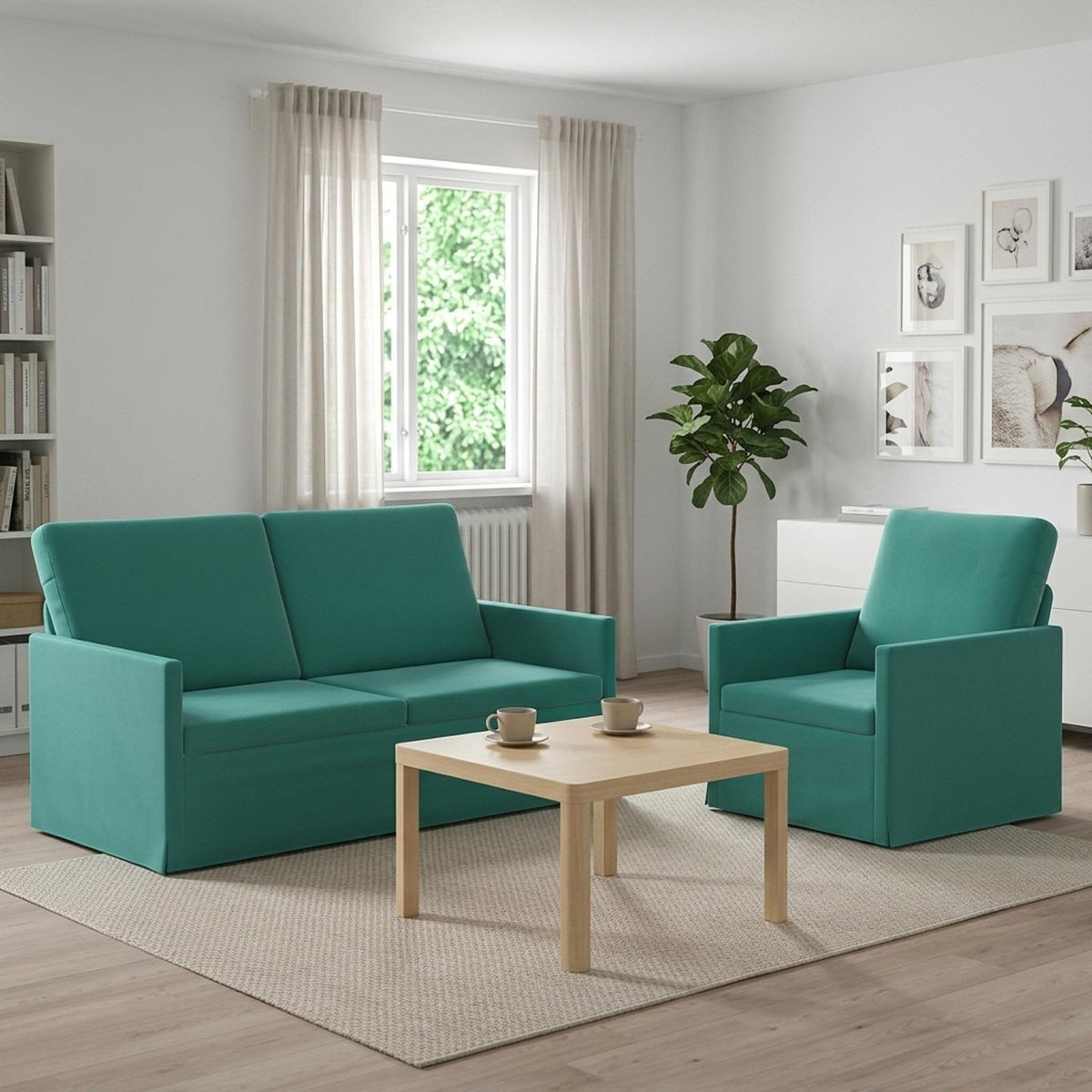 vidaXL Zestaw Sof 2 pcs Turkusowy Welur
