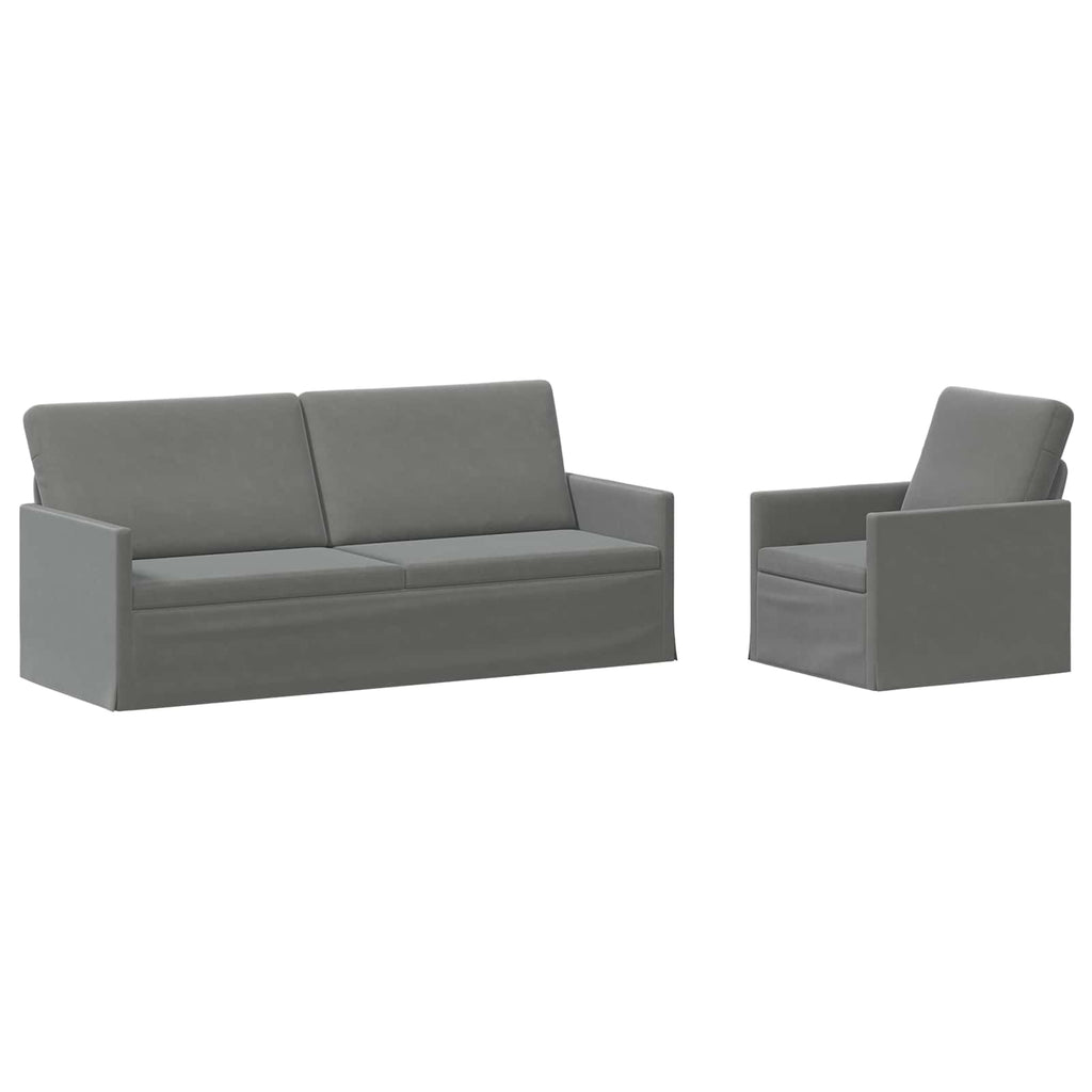 vidaXL Zestaw Sof 2 pcs ciemnoszary Welur
