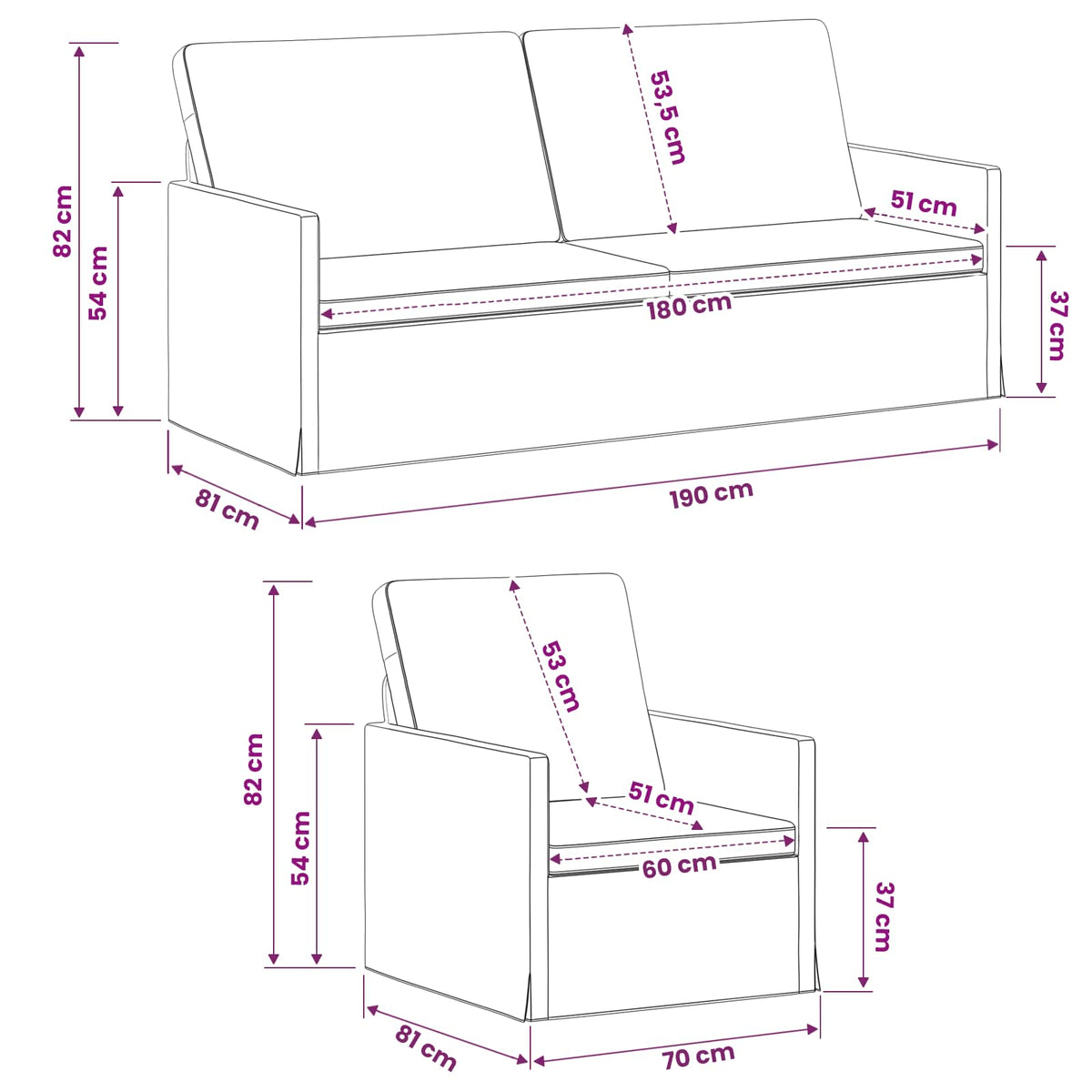 vidaXL Zestaw Sof 2 pcs ciemnoszary Welur