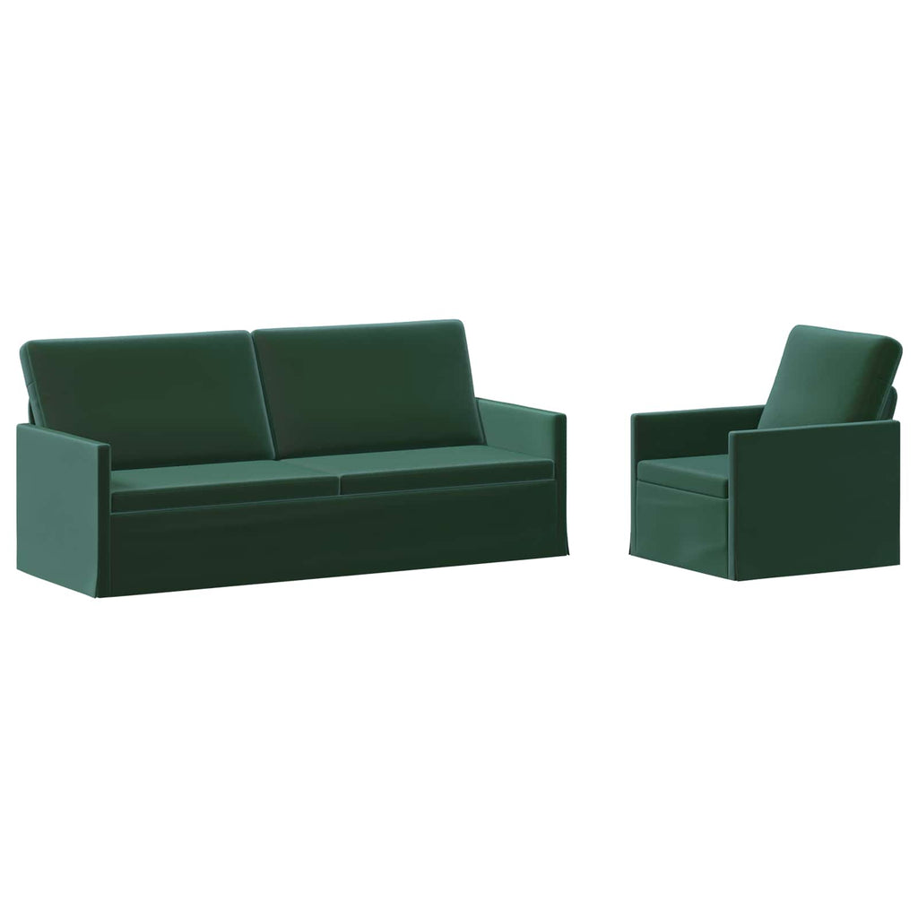vidaXL Zestaw Sof 2 pcs Ciemnozielony Welur