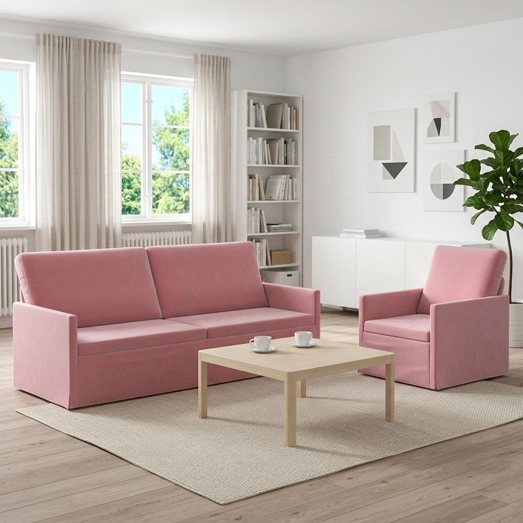 vidaXL Zestaw Sof 2 pcs różowy Welur