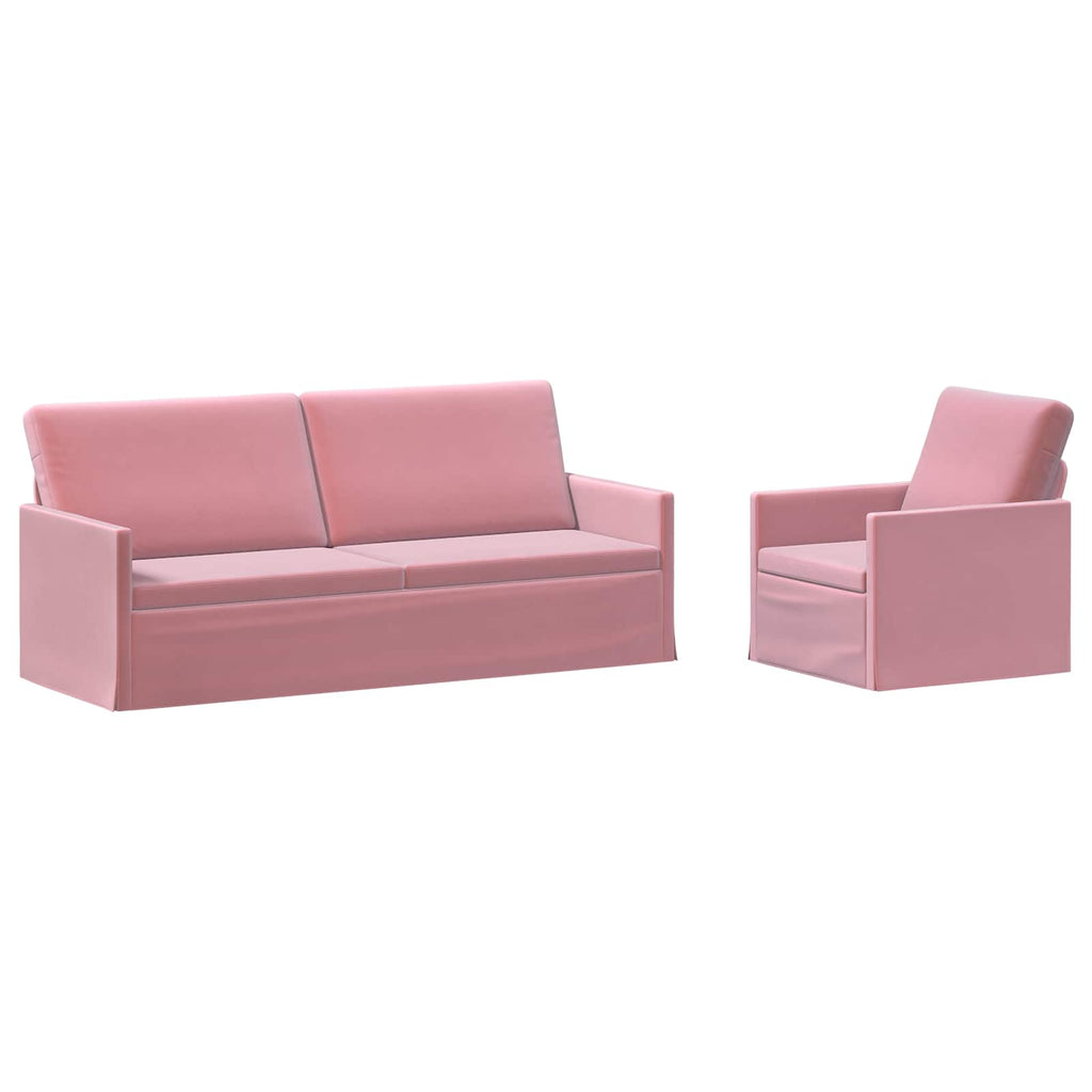 vidaXL Zestaw Sof 2 pcs różowy Welur