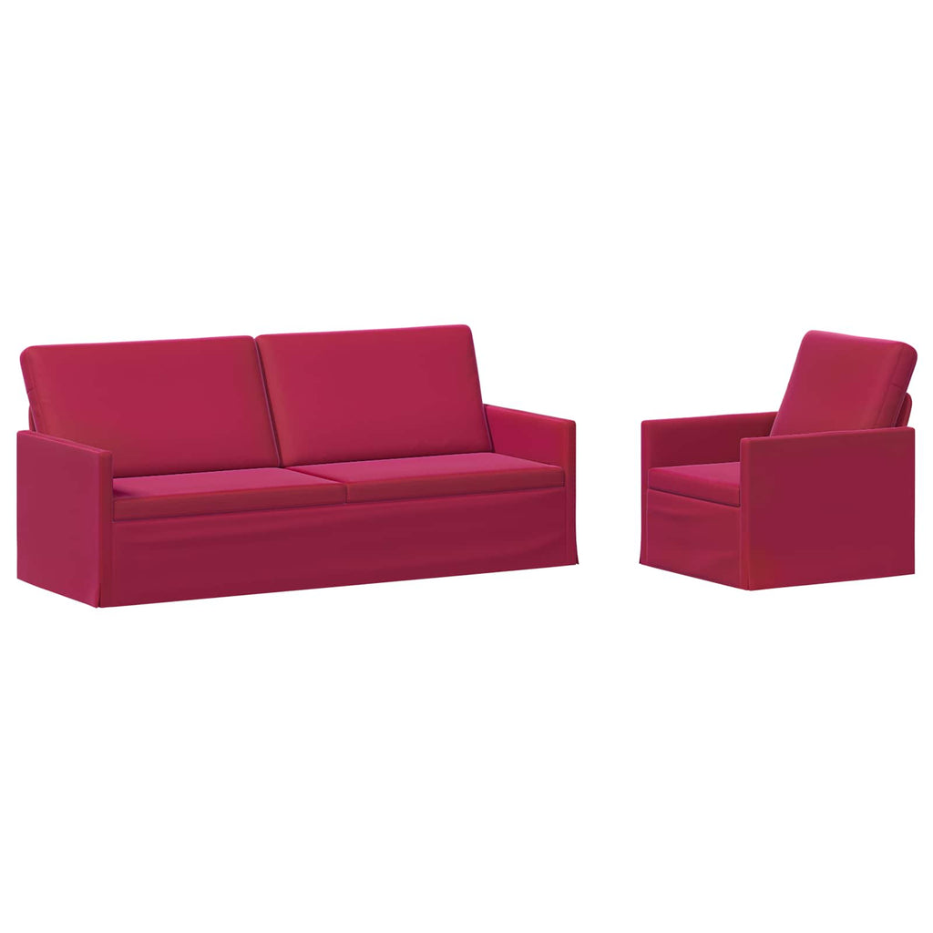 vidaXL Zestaw Sof 2 pcs Czerwone wino Welur