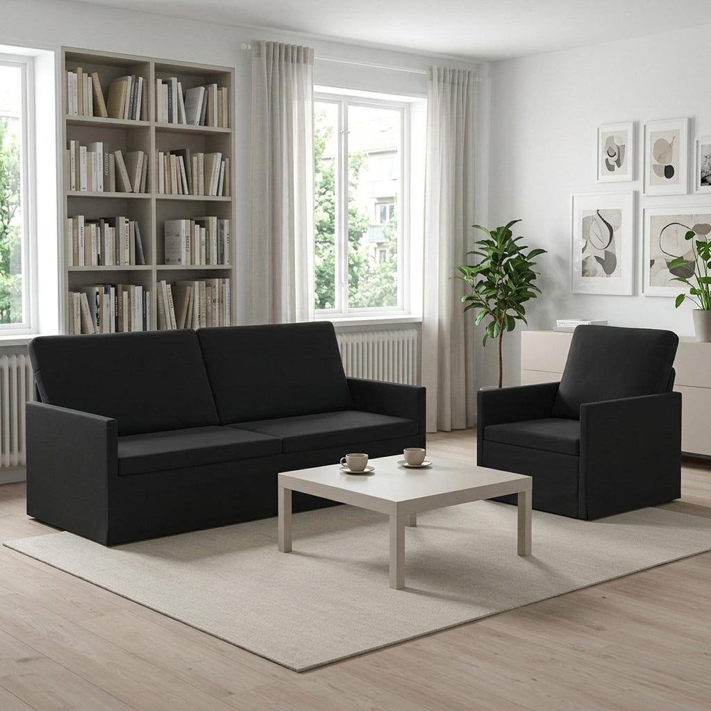 vidaXL Zestaw Sof 2 pcs Czarny Welur