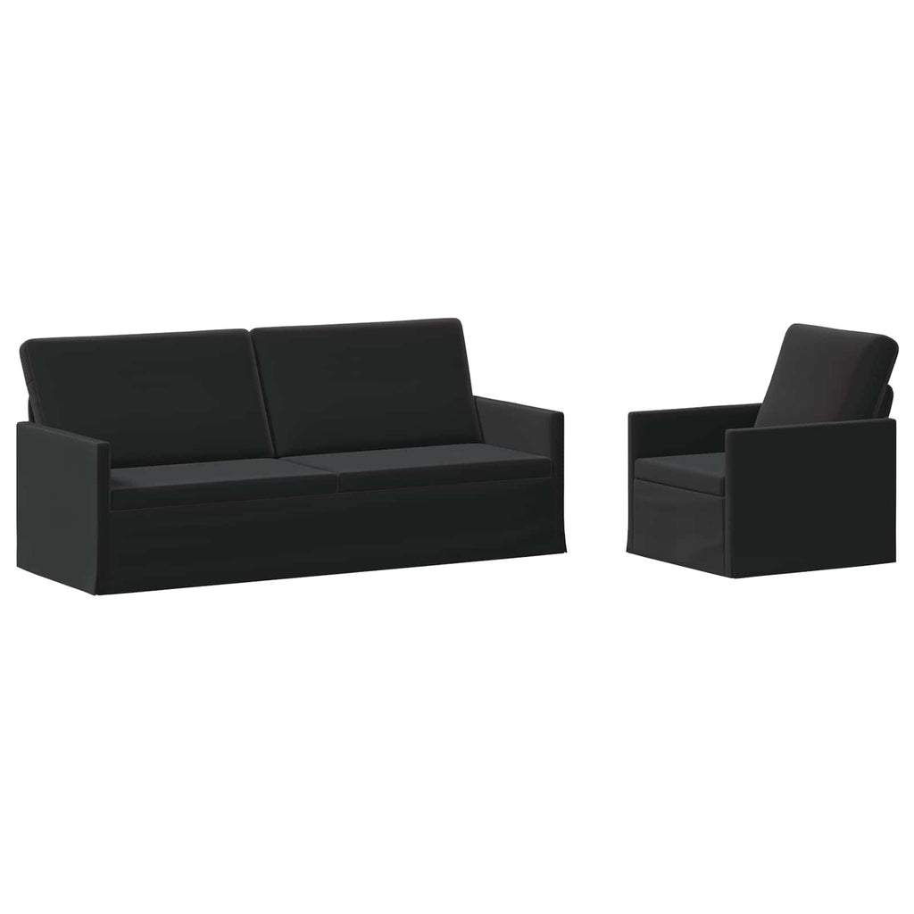 vidaXL Zestaw Sof 2 pcs Czarny Welur