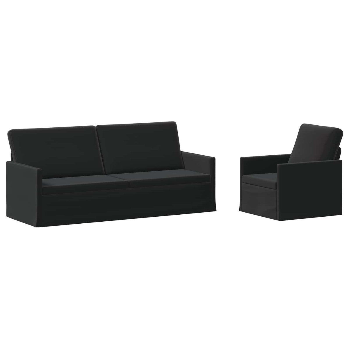 vidaXL Zestaw Sof 2 pcs Czarny Welur