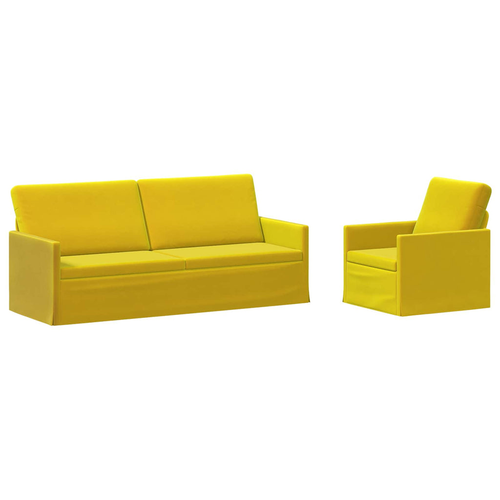 vidaXL Zestaw Sof 2 pcs żółty Welur