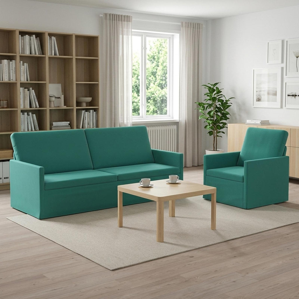 vidaXL Zestaw Sof 2 pcs Turkusowy Welur