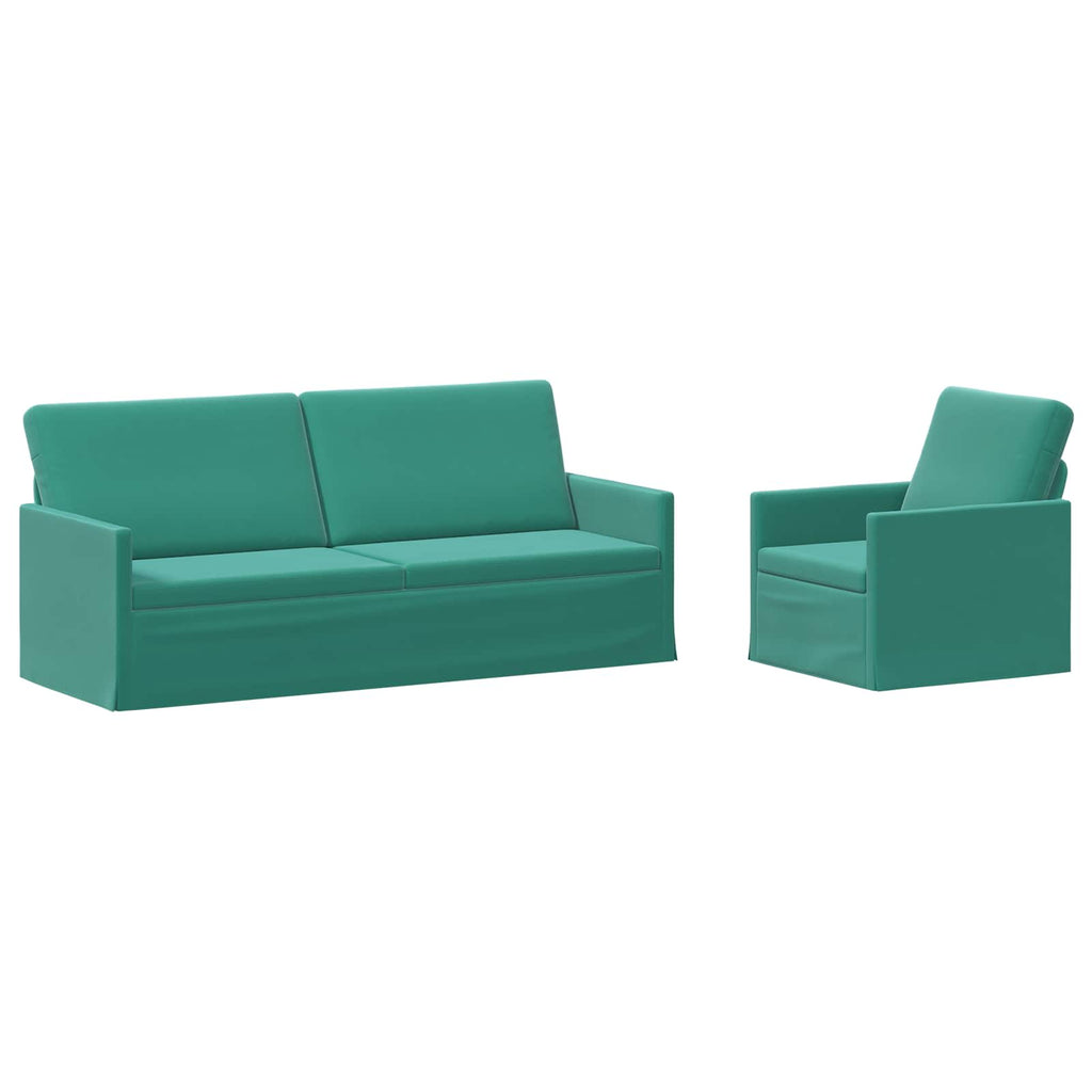 vidaXL Zestaw Sof 2 pcs Turkusowy Welur