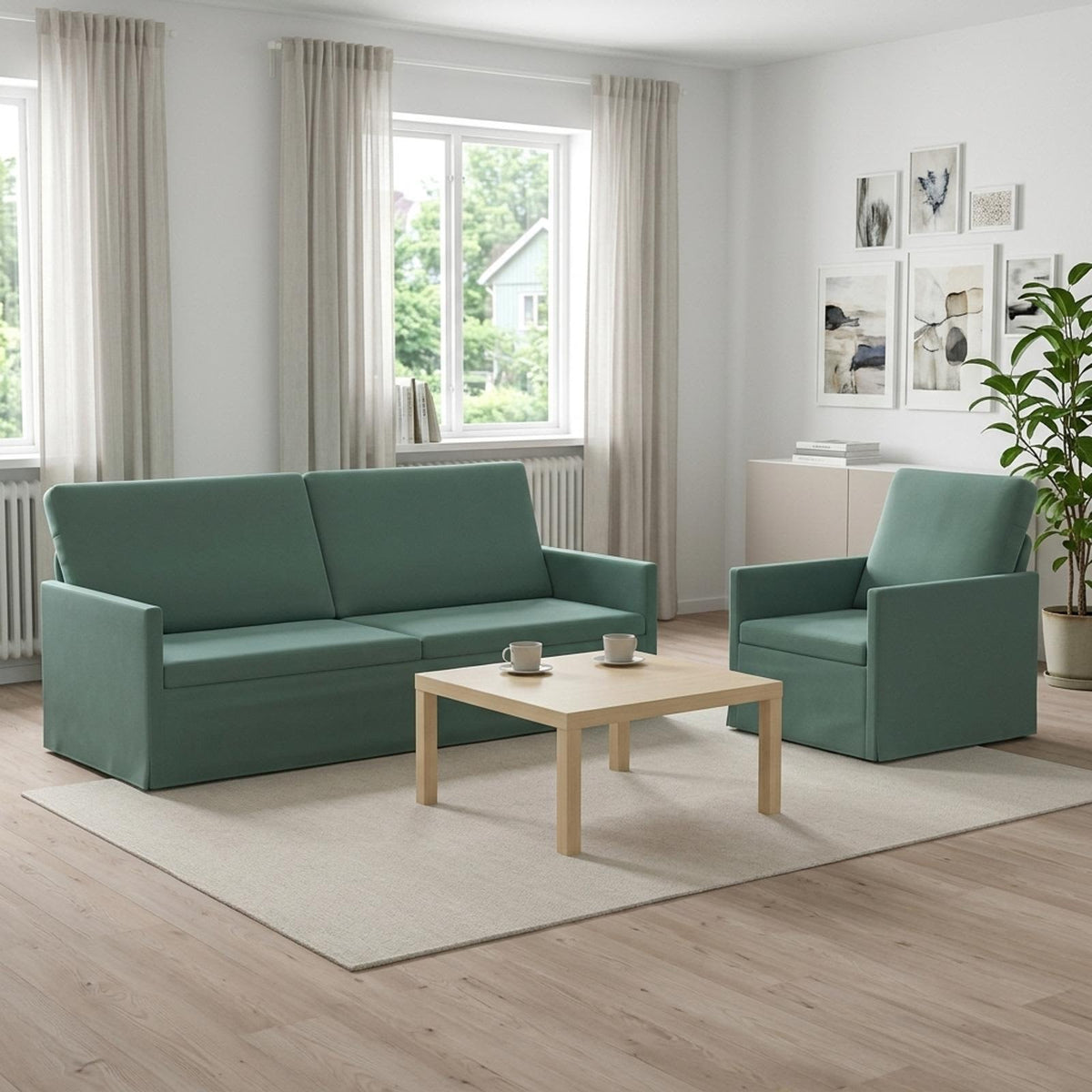 vidaXL Zestaw Sof 2 pcs Zielony morski Welur