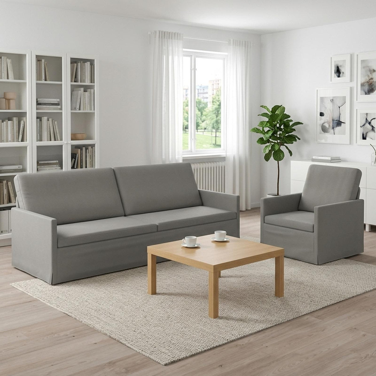 vidaXL Zestaw Sof 2 pcs jasnoszary Welur