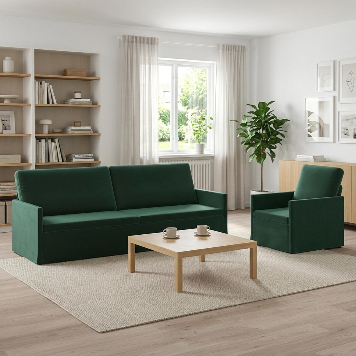 vidaXL Zestaw Sof 2 pcs Ciemnozielony Welur