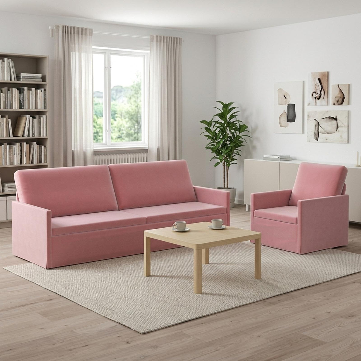 vidaXL Zestaw Sof 2 pcs różowy Welur