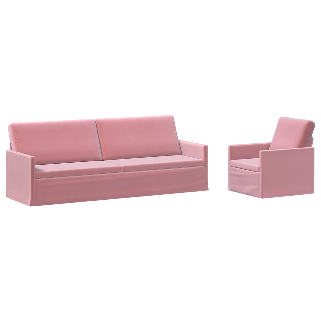 vidaXL Zestaw Sof 2 pcs różowy Welur