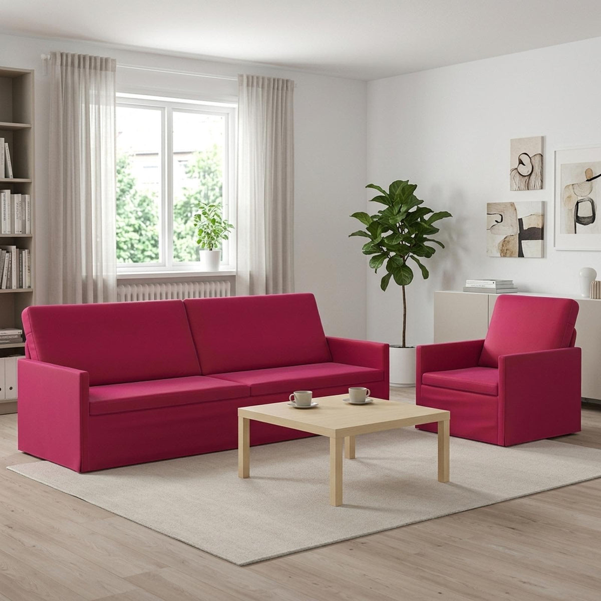 vidaXL Zestaw Sof 2 pcs Czerwone wino Welur