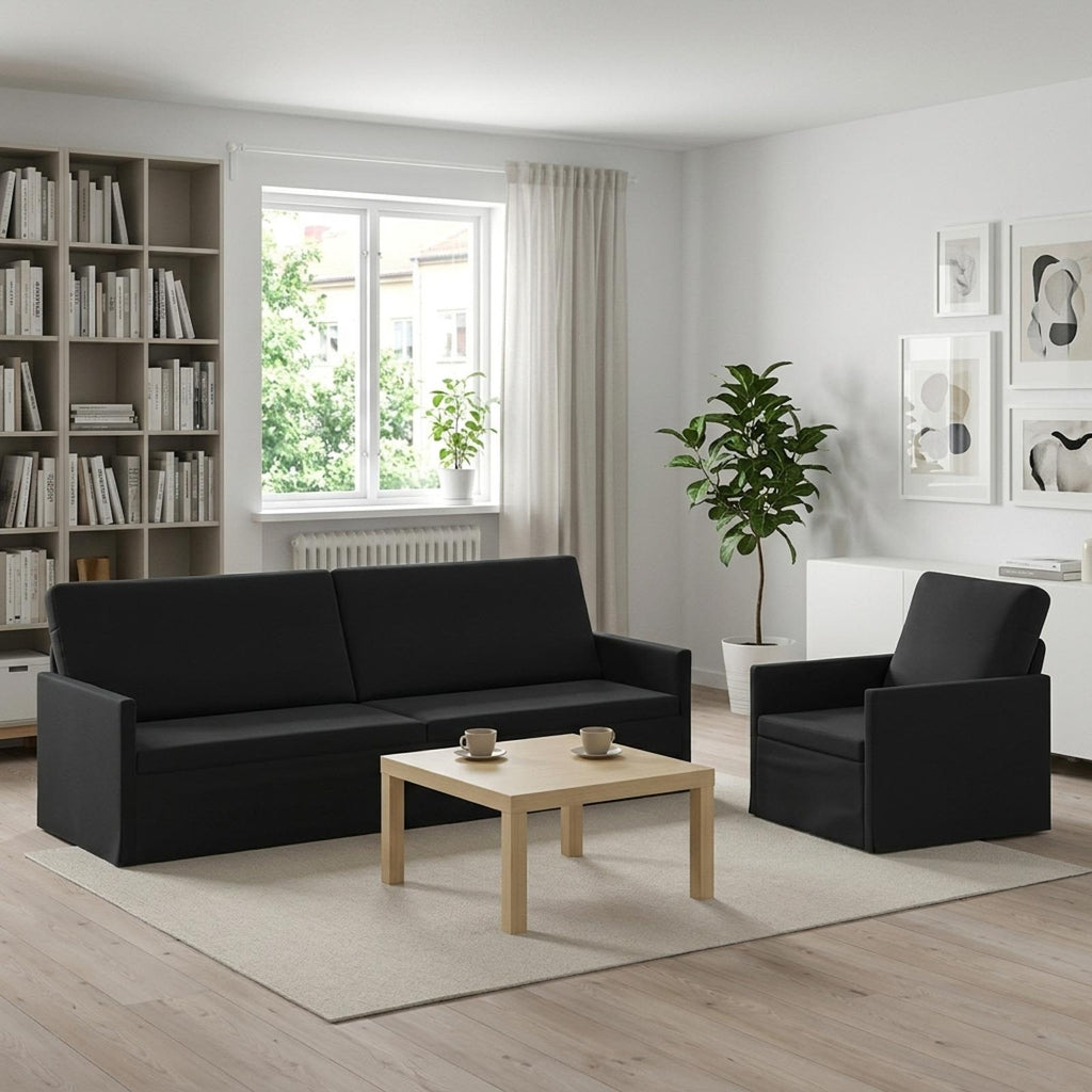 vidaXL Zestaw Sof 2 pcs Czarny Welur