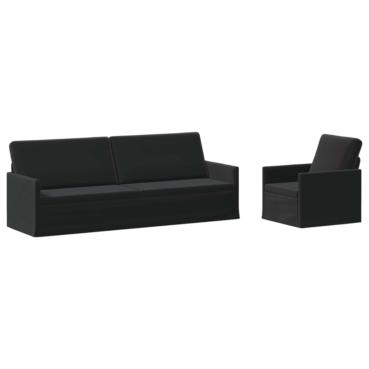 vidaXL Zestaw Sof 2 pcs Czarny Welur