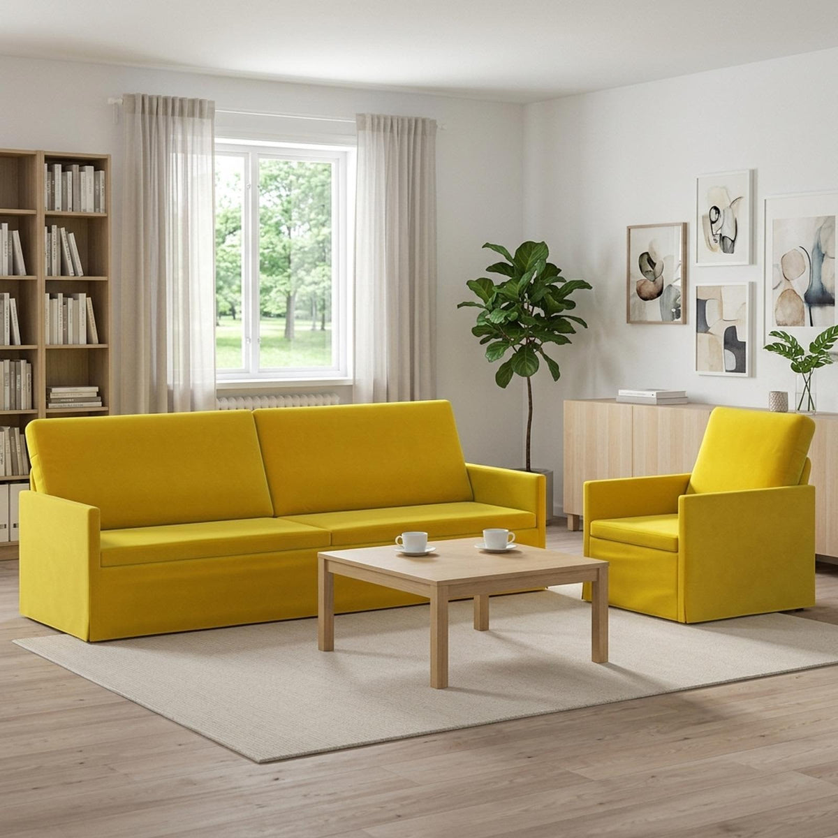 vidaXL Zestaw Sof 2 pcs żółty Welur