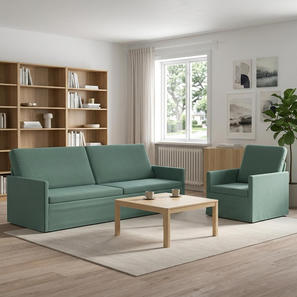 vidaXL Zestaw Sof 2 pcs Zielony morski Welur