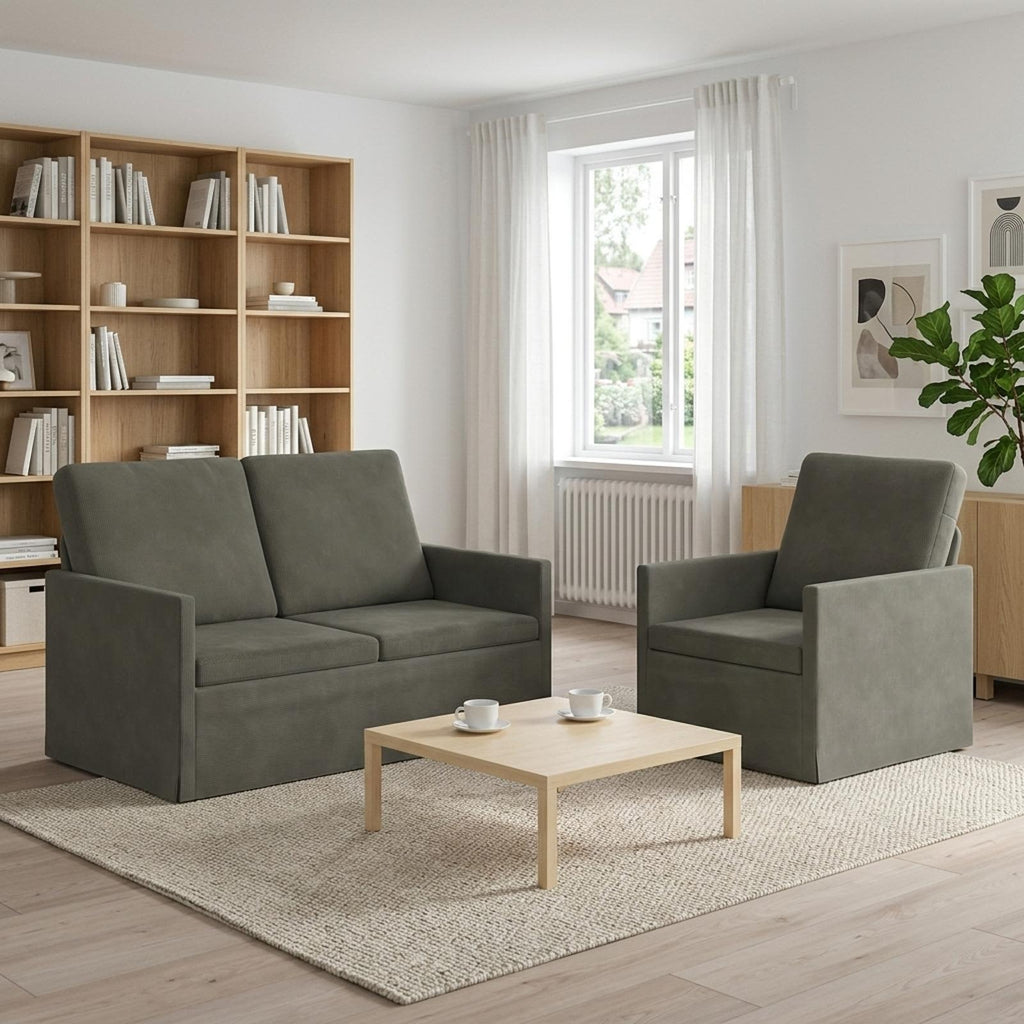 vidaXL Zestaw Sof 2 pcs jasnoszary Tkanina sztruksowa