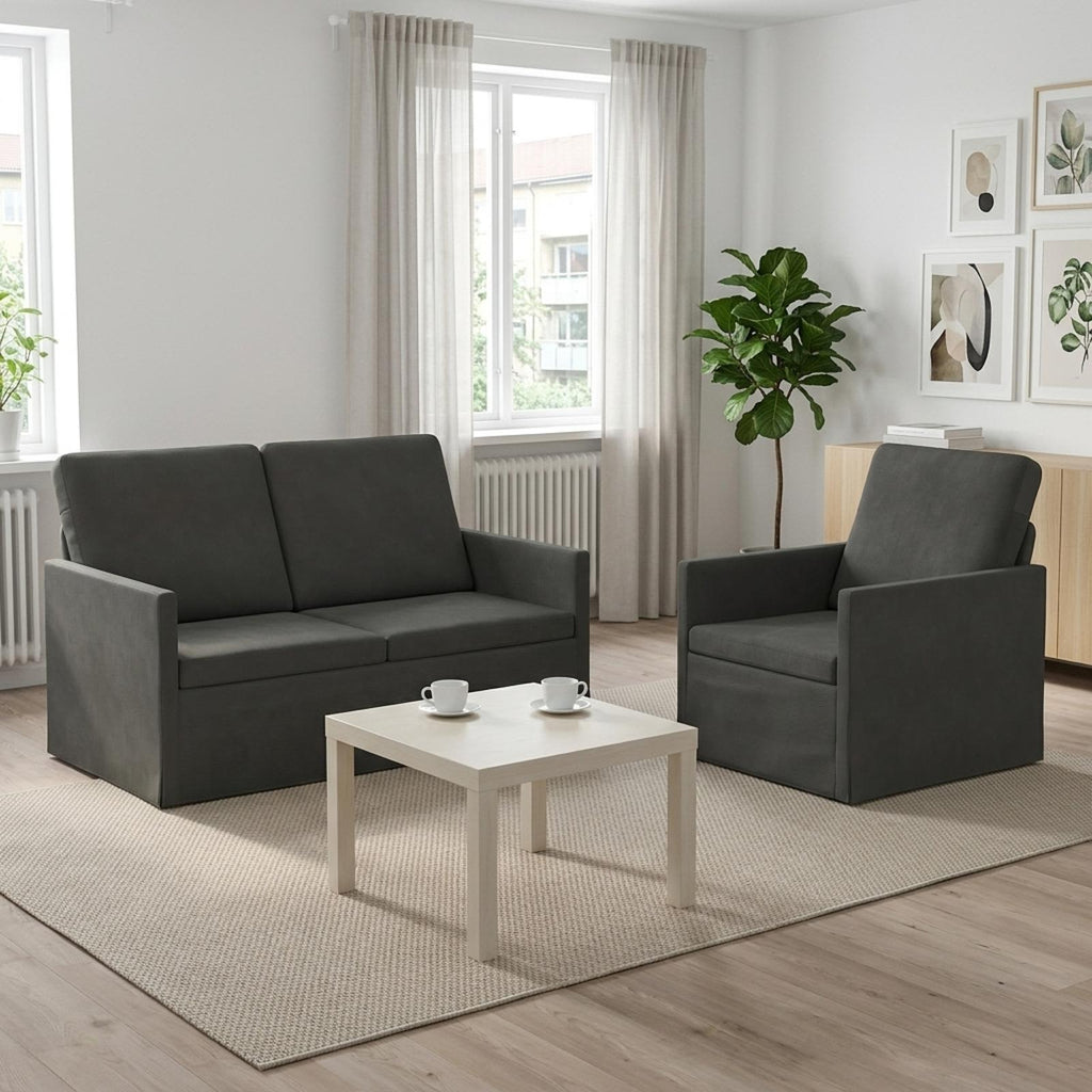 vidaXL Zestaw Sof 2 pcs ciemnoszary Tkanina sztruksowa