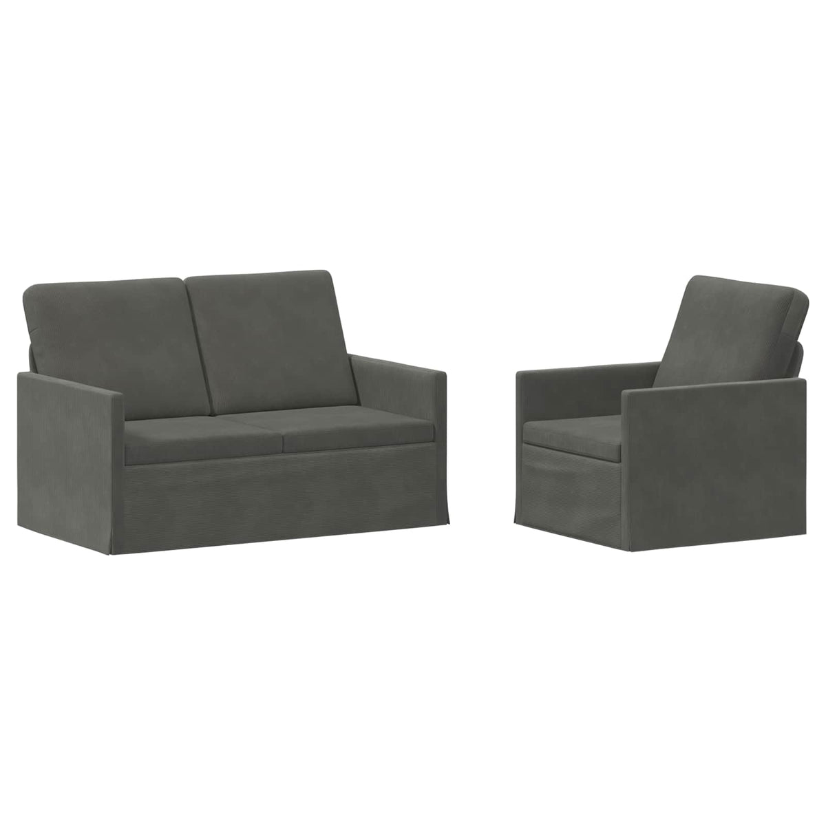 vidaXL Zestaw Sof 2 pcs ciemnoszary Tkanina sztruksowa