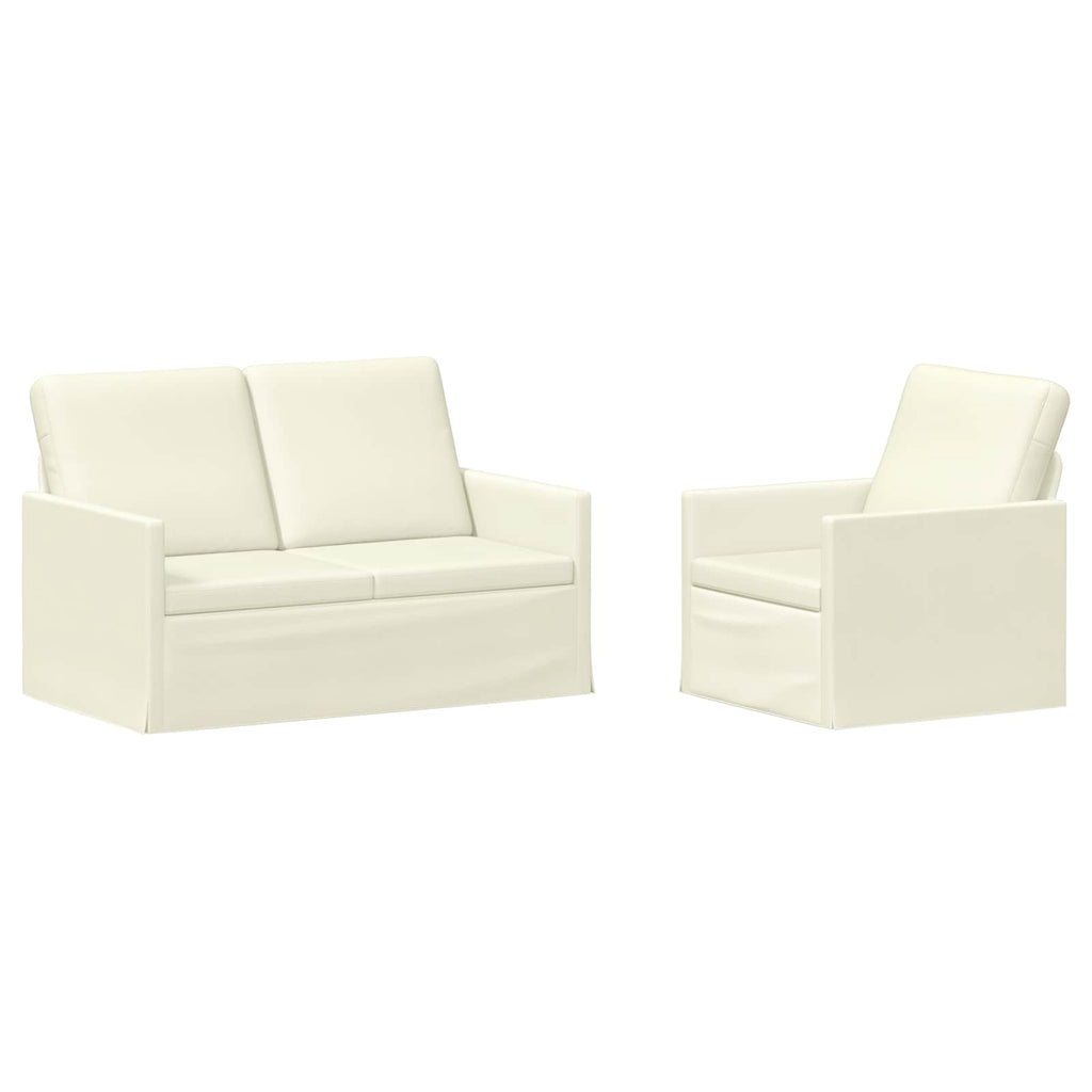 vidaXL Zestaw Sof 2 pcs kremowy Tkanina sztruksowa