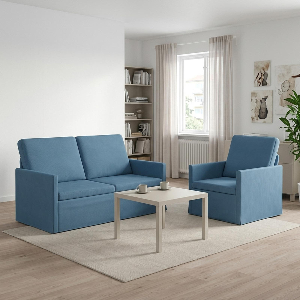 vidaXL Zestaw Sof 2 pcs niebieski Tkanina sztruksowa
