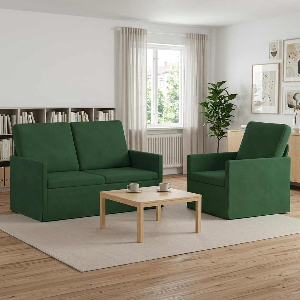 vidaXL Zestaw Sof 2 pcs Zielony dżungli Tkanina sztruksowa