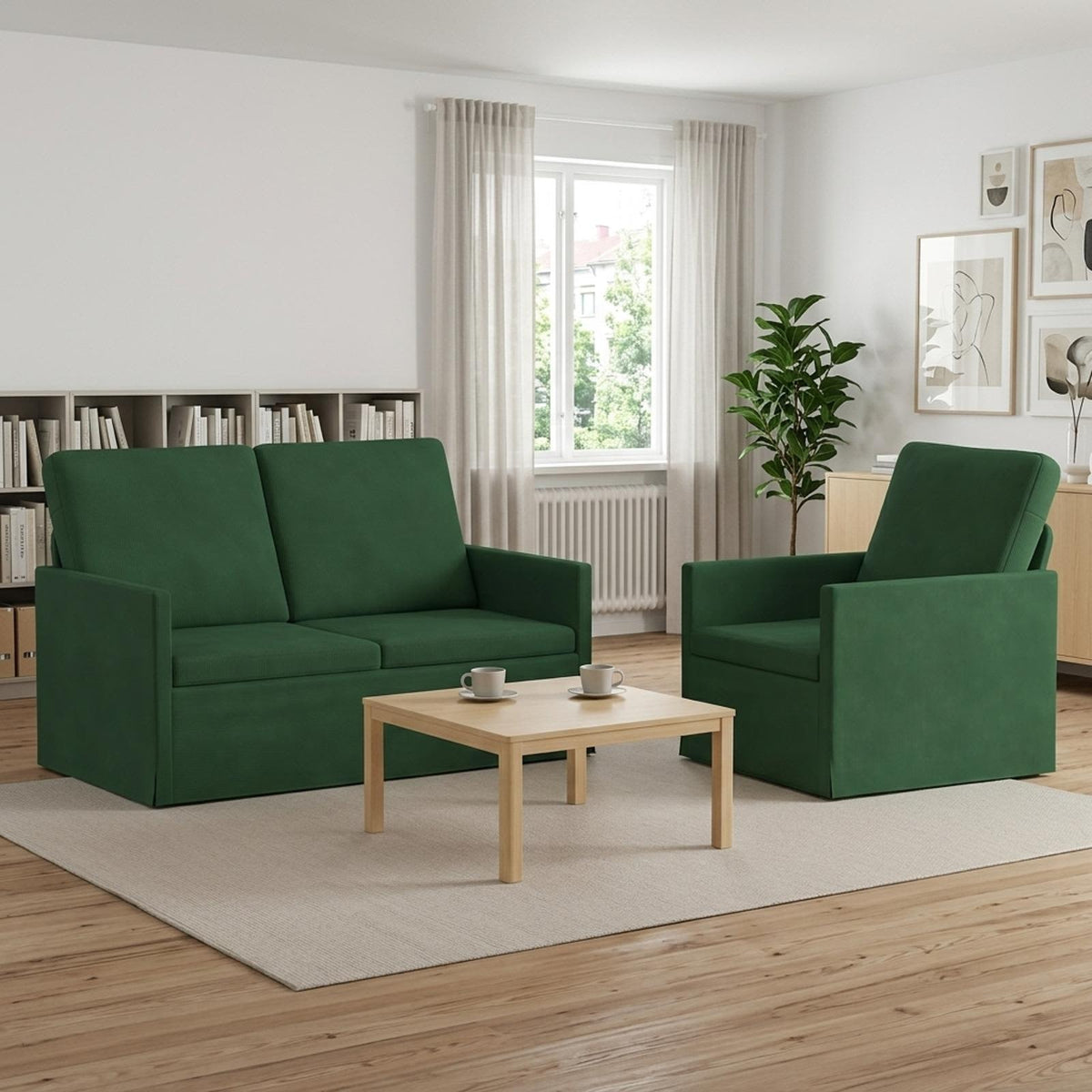 vidaXL Zestaw Sof 2 pcs Zielony dżungli Tkanina sztruksowa