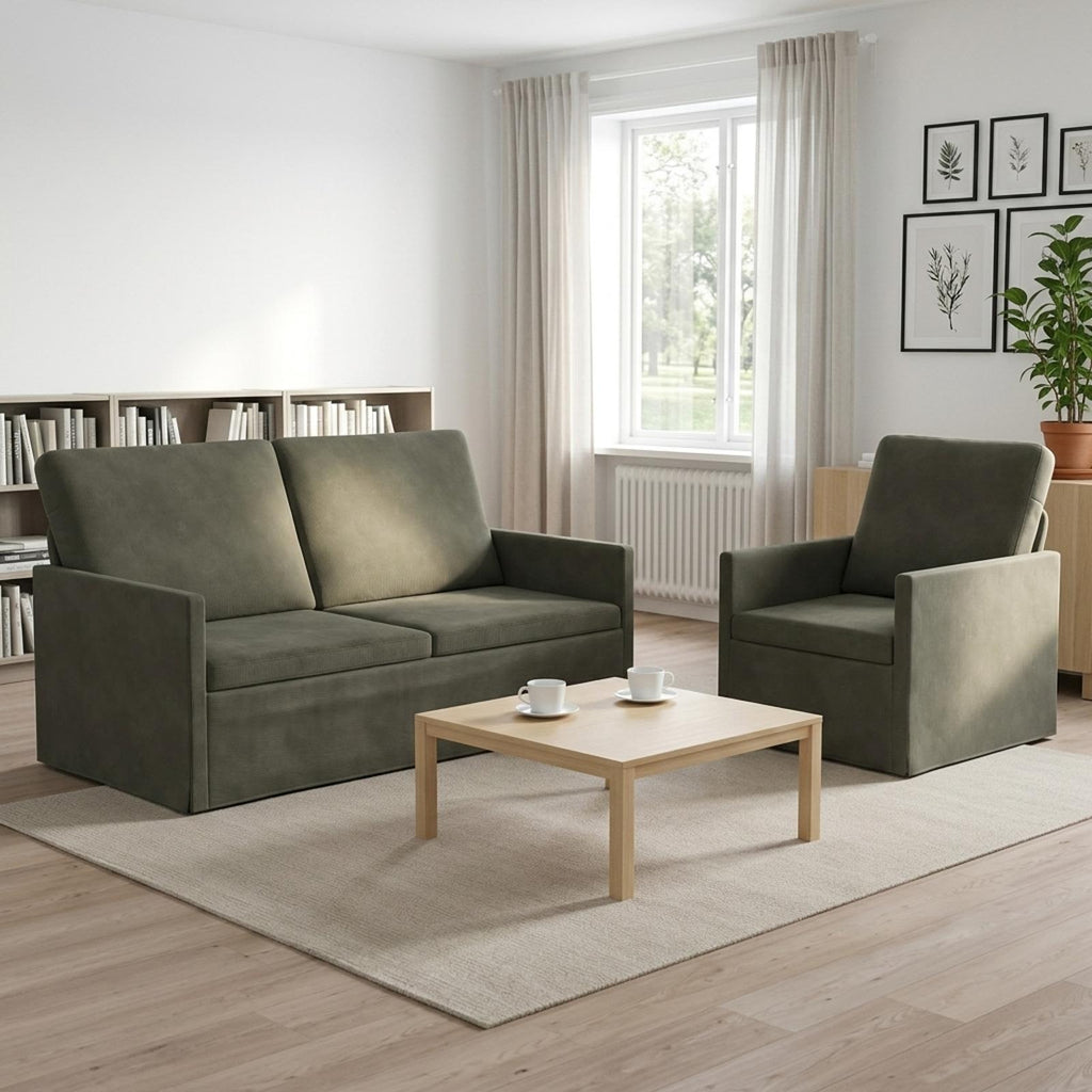 vidaXL Zestaw Sof 2 pcs jasnoszary Tkanina sztruksowa
