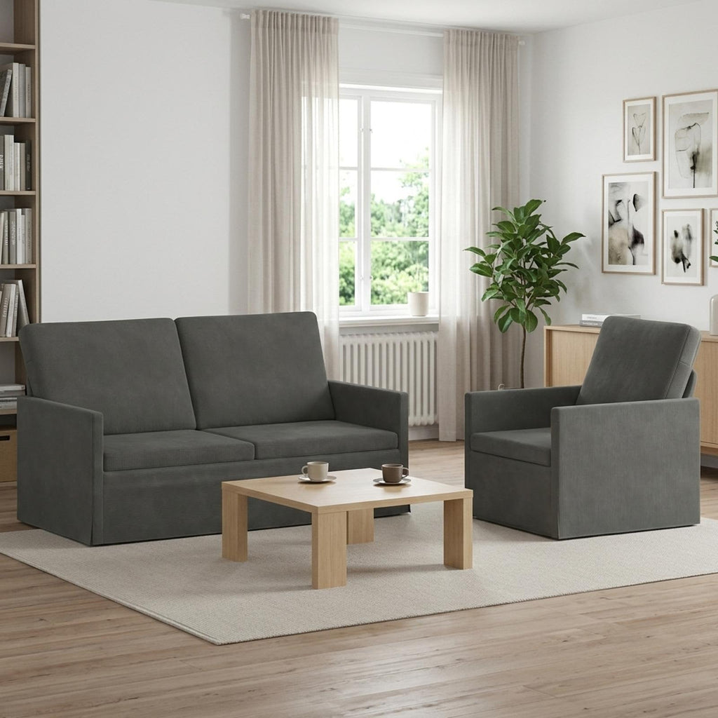 vidaXL Zestaw Sof 2 pcs ciemnoszary Tkanina sztruksowa