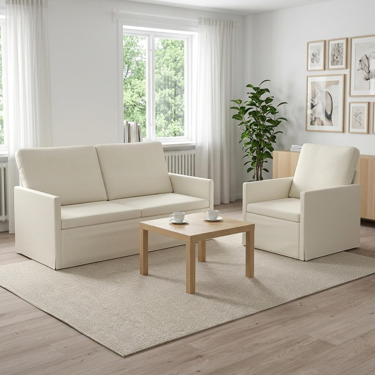 vidaXL Zestaw Sof 2 pcs kremowy Tkanina sztruksowa