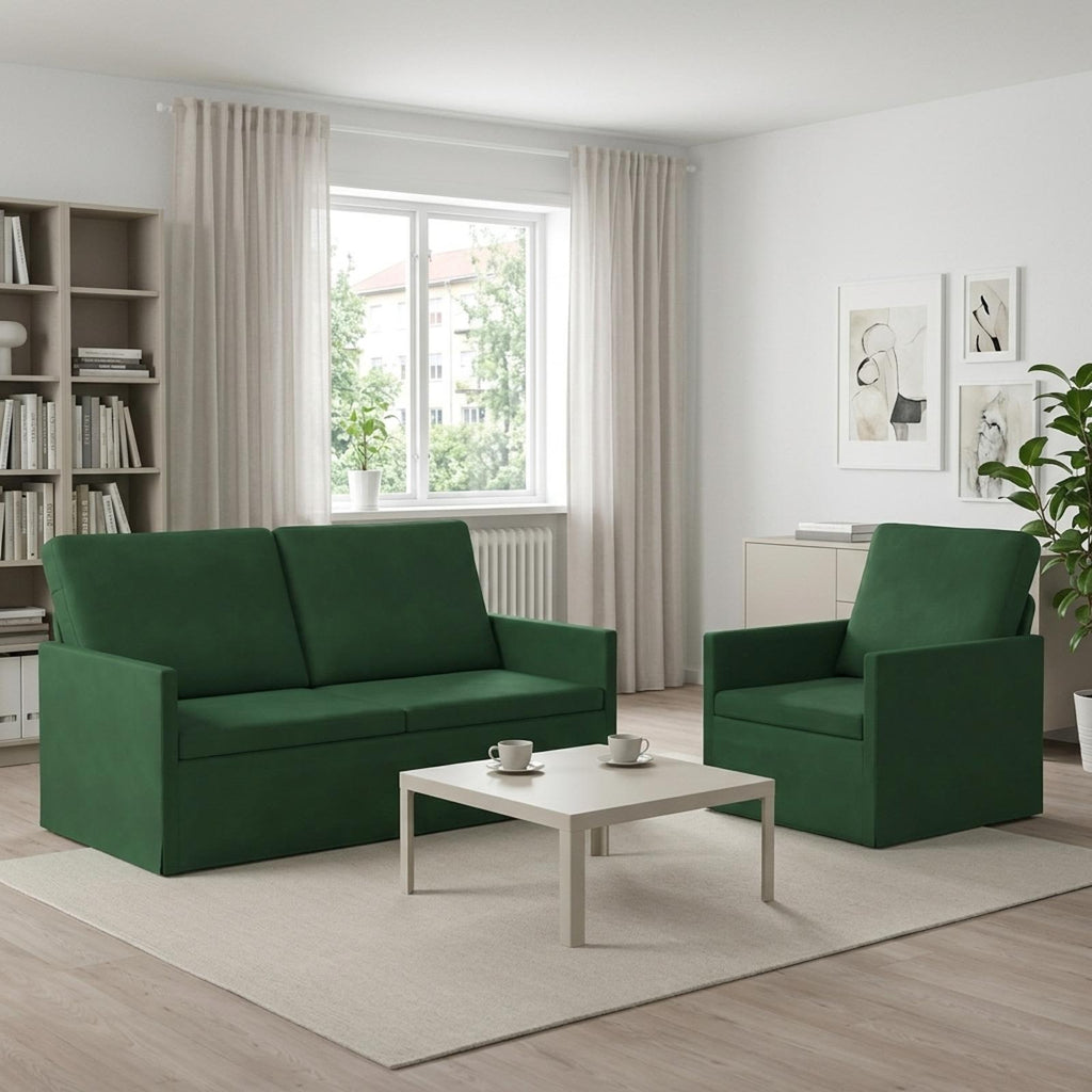 vidaXL Zestaw Sof 2 pcs Zielony dżungli Tkanina sztruksowa