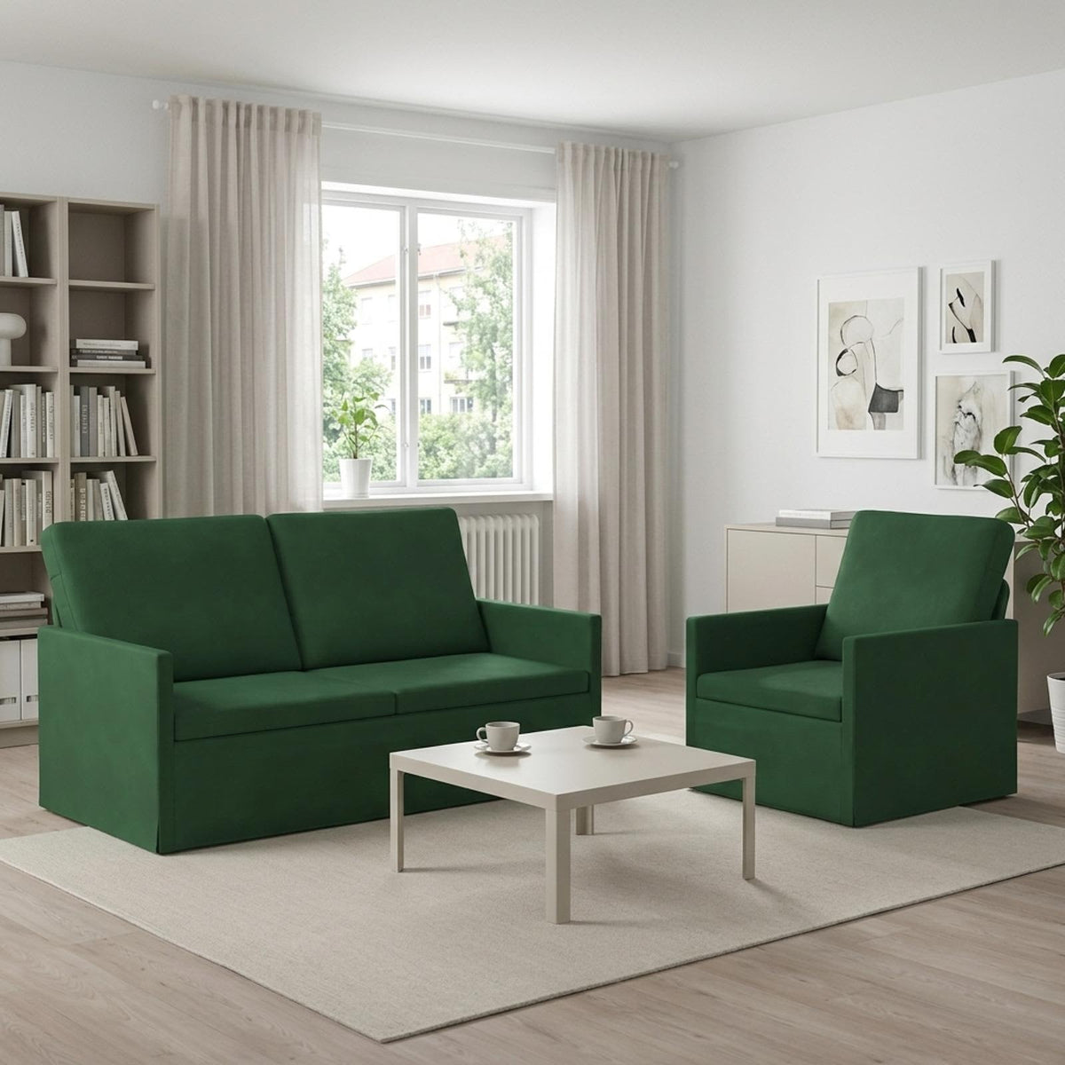 vidaXL Zestaw Sof 2 pcs Zielony dżungli Tkanina sztruksowa