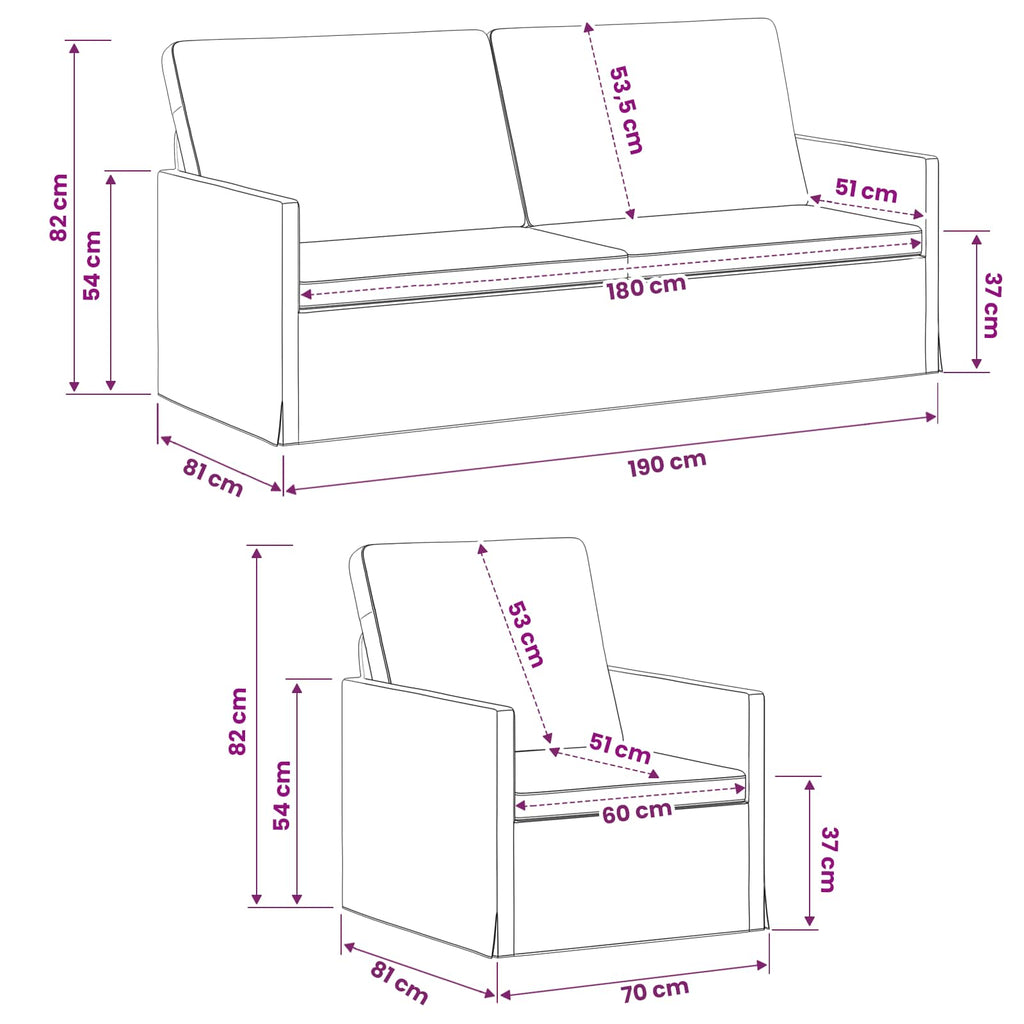 vidaXL Zestaw Sof 2 pcs ciemnoszary Tkanina sztruksowa