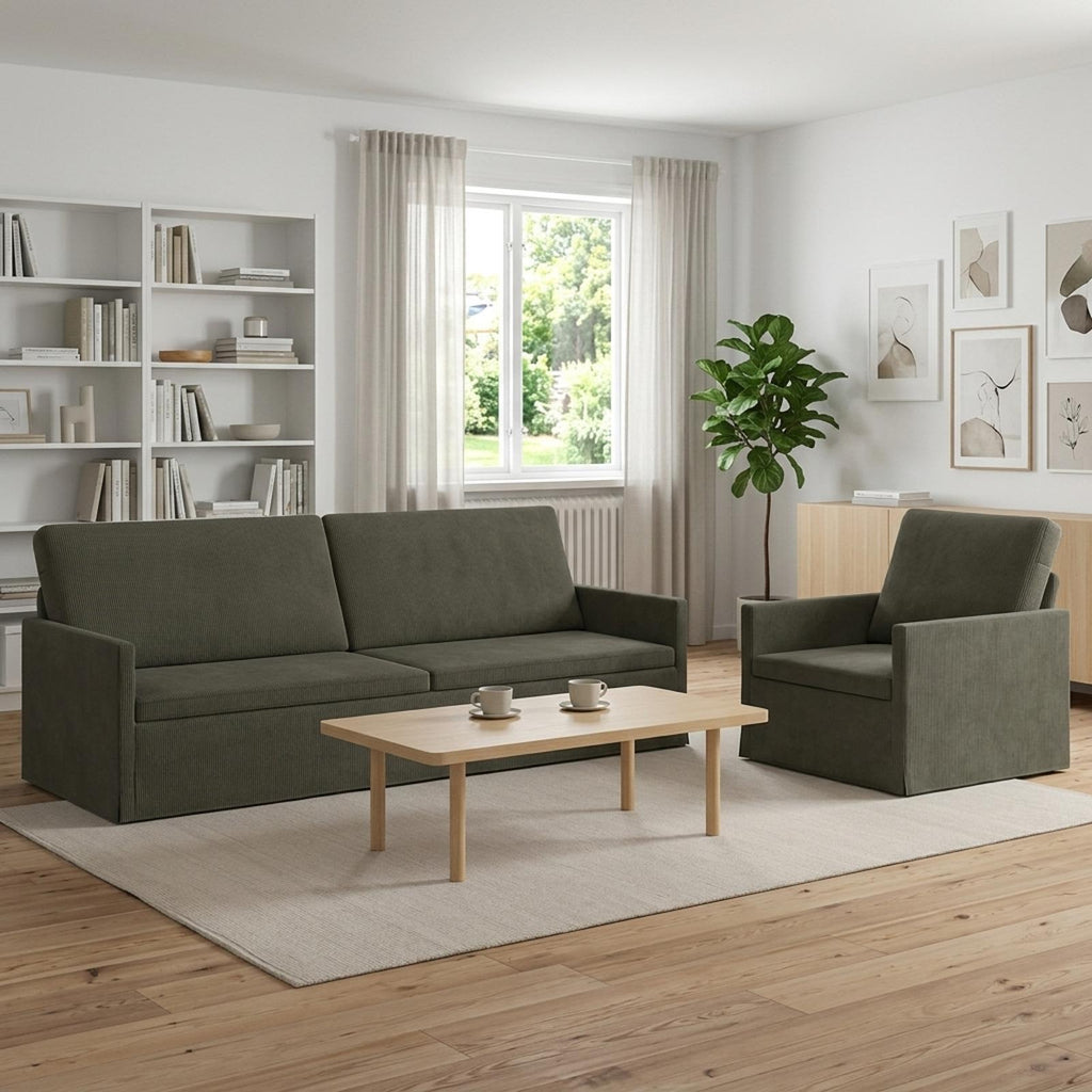 vidaXL Zestaw Sof 2 pcs jasnoszary Tkanina sztruksowa