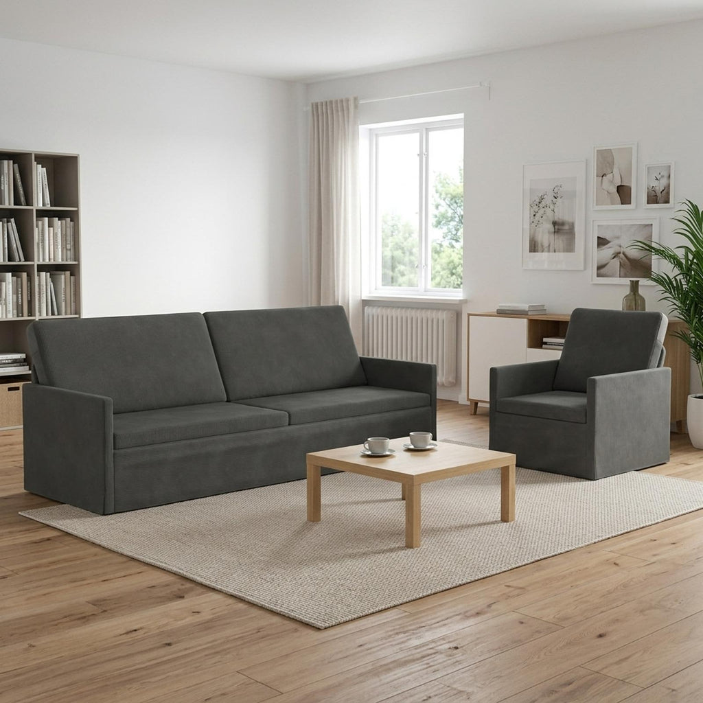vidaXL Zestaw Sof 2 pcs ciemnoszary Tkanina sztruksowa