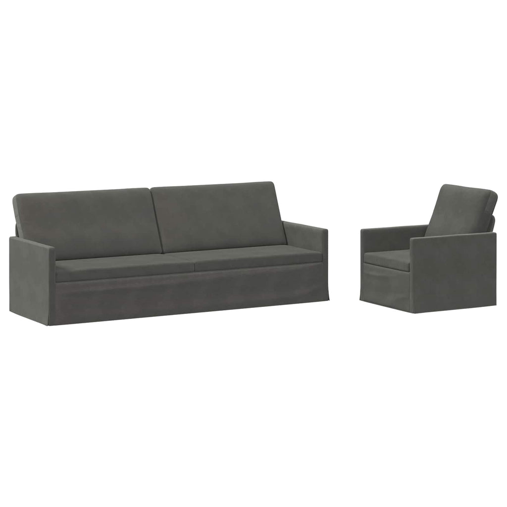 vidaXL Zestaw Sof 2 pcs ciemnoszary Tkanina sztruksowa